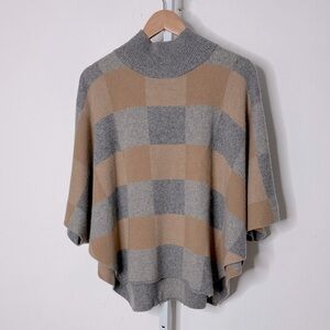 Note Di Anita Poncho Cape Sweater Wool Cashmere Turtleneck Camel Brown Grey